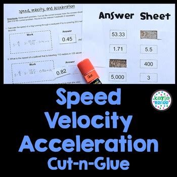 Speed Velocity And Acceleration Worksheet Engaging Cut And Glue