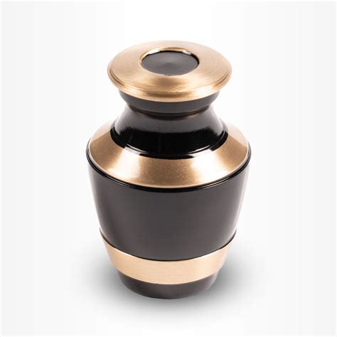 Messing Urn Mini 0 08 Liter Zwart Goud Horizontale Lijn Crematie Urn