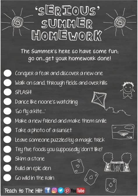 Summer Homework Ideas Holiday Homework Summer Homework Fun Summer