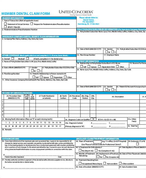 Principal Plan Dental Claim Form