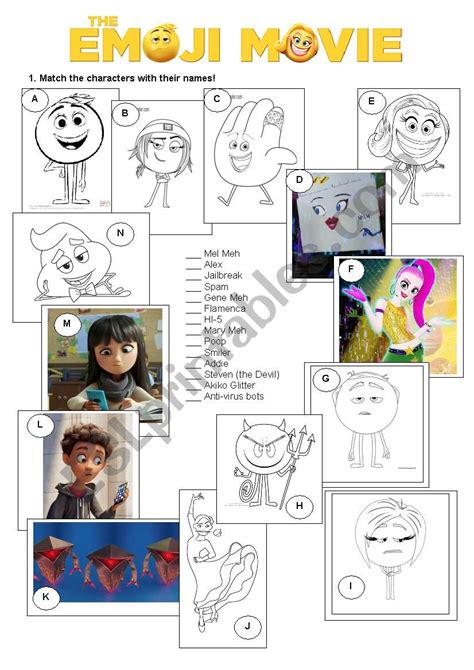 The Emoji Movie Worksheet Part 1 Esl Worksheet By Joana