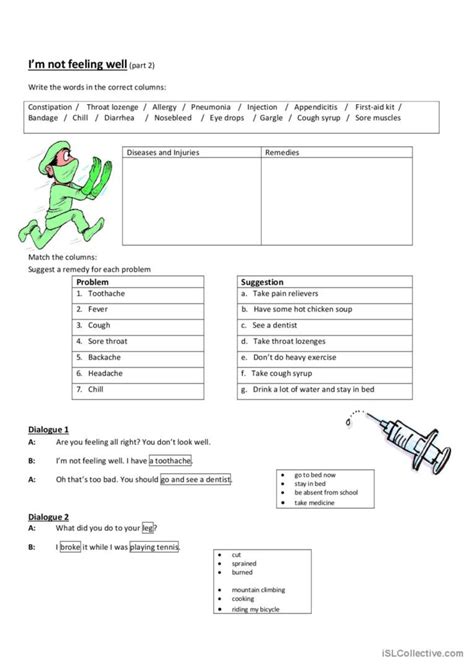 I M Not Feeling Well English Esl Worksheets Pdf Doc