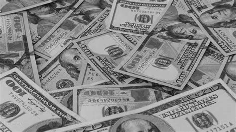 Black And White Background Of Us Currency Banknotes Financial Concept