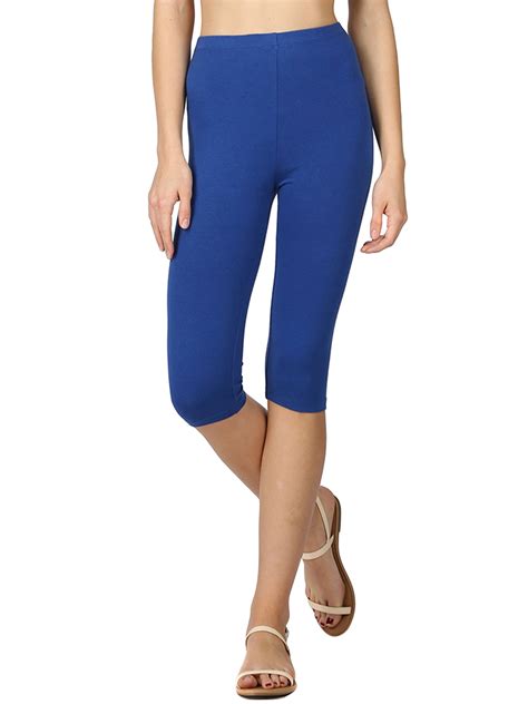 Zenana Women And Plus Essential Basic Cotton Spandex Stretch Below Knee