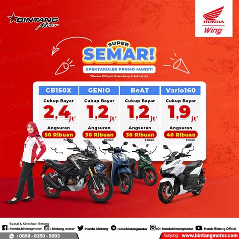 Promo SPEKTAKULER Bintang Motor Palembang Maret 2023 Honda Bintang Motor