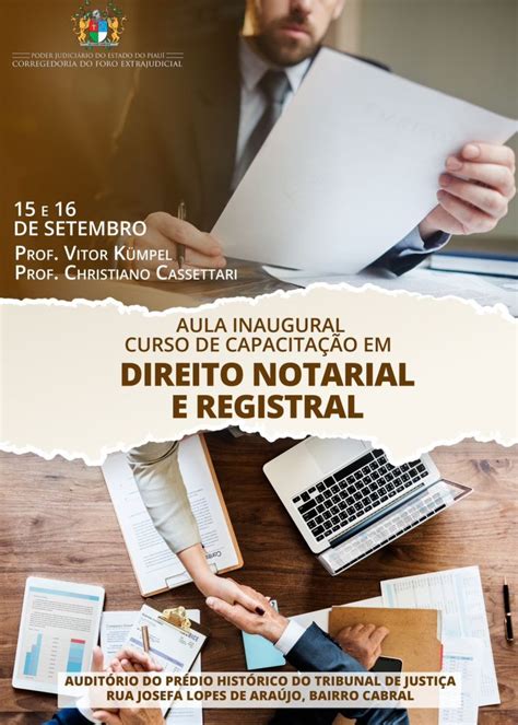 Inscrições para aula inaugural do curso de Direito Notarial e Registral