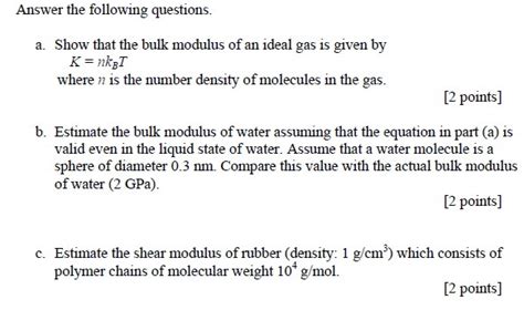 Bilk Modulus Of Water The Bulk Modulus Of Water Is X N M