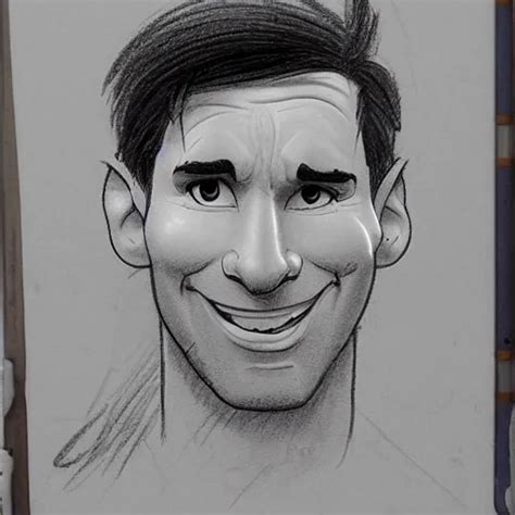 Milt Kahl Pencil Sketch Of Lionel Messi In Disney Snow Stable