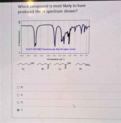 Solved Which Compound Is Most Likely To Have Produced The Ir Chegg