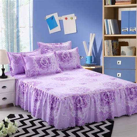 Thicken Printed Floral Fitted Sheet Cover Graceful Bedspread Lace