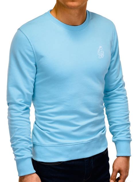 Men S Printed Sweatshirt B Light Blue Modone Wholesale