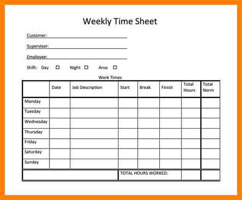 Printable Weekly Timesheets | Template Business PSD, Excel, Word, PDF