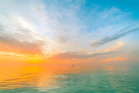 Inspirational Calm Sea With Sunset Sky Meditation Ocean And Sky