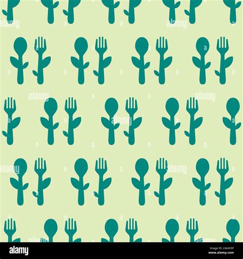 Cutlery Icon Seamless Pattern Spoon And Fork Nature Background Nature