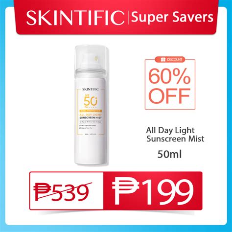 Skintific All Day Light Sunscreen Spray Spf50 Pa Face Body Brilliant Sunblock Mist For Skin