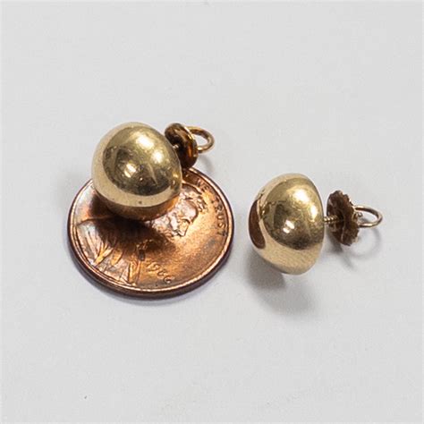 14k Gold Button Earrings