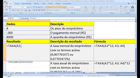 Função Taxa De Juros No Excel Como Calcular A Taxa De Juros Compostos Matemática Financeira No