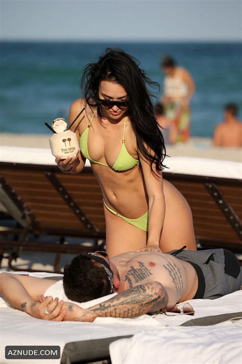 Bre Tiesi Manziel Flaunts Her Booty In A Green Thong Bikini On The Beach In Miami AZNude