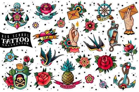 Old School Traditional Tattoo Collection 839784 Illustrations