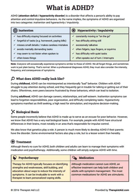 Free Printable Adhd Worksheets