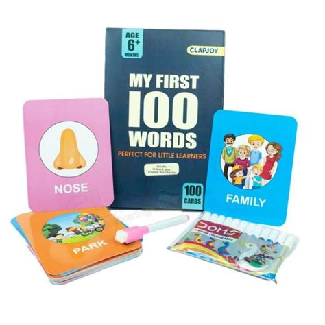 Clapjoy White My First 100 Words Reusable Double Sided Flash Cards With