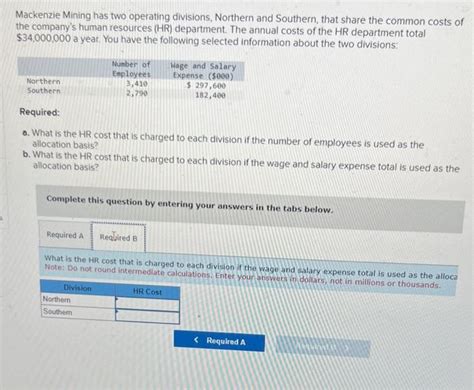 Solved Mackenzie Mining Has Two Operating Divisions