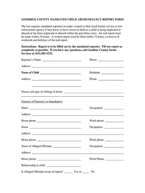 Goodhue County Mandated Report Form Fill Online Printable Fillable