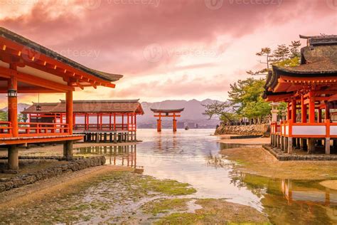 Miyajima Island The Famous Floating Torii Gate 4442523 Stock Photo At