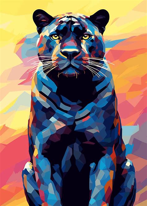 Black Panther Popart Wpap Poster Picture Metal Print Paint By