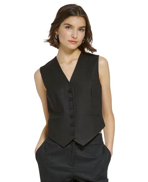 Calvin Klein Linen Blend Vest In Black Lyst