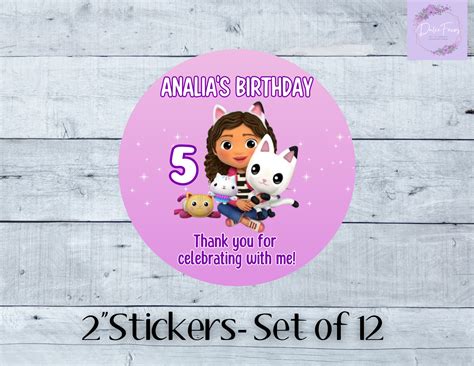 Set Of 12 Gabbys Dollhouse Stickers Gabbys Dollhouse Party Gabbys