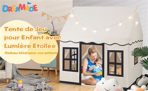 Dreamade Tente De Jeux Enfant Avec Lumi Re Etoil E Led Cabane Enfant