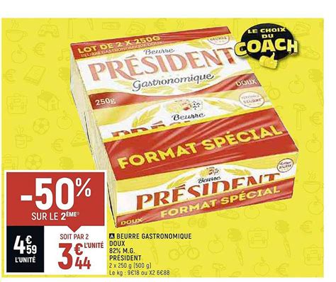 Promo Beurre Gastronomique Doux 82 M g Président chez Shop