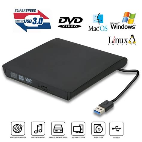 USB 3.0 External DVD Drive, Slim Portable External DVD/CD Rewriter ...