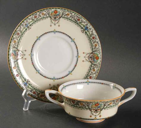 Chantilly Footed Cream Soup Bowl Saucer Set By Royal Worcester