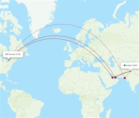 All Flight Routes From Sialkot To Toronto Skt To Yyz Flight Routes