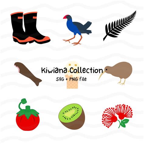 New Zealand Kiwiana Bundle Nz Icons SVG PNG Red Band - Etsy