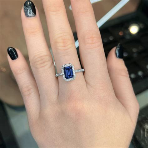 Blue Sapphire Emerald Cut Ring Clearance Bellvalefarms