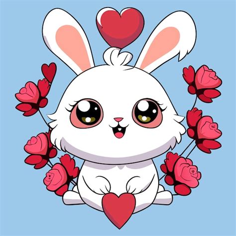 Premium Vector | Llustrate a charming fluffy bunny surrounded