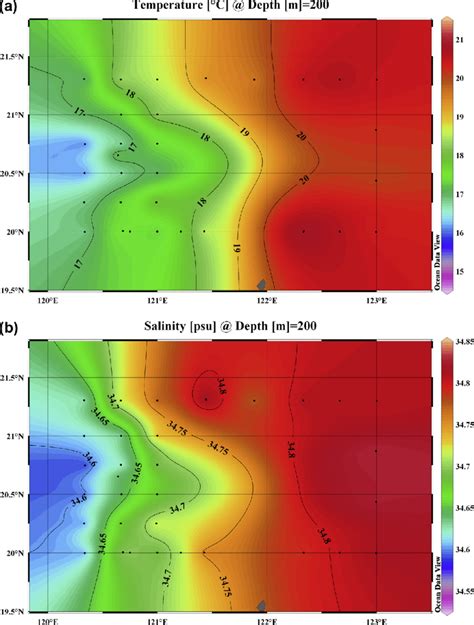 Horizontal Distribution Of The Water Temperature °c A And Salinity