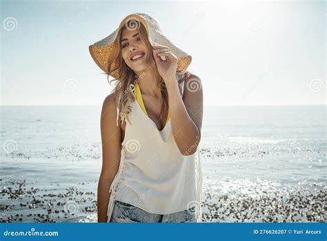 Summer Puts A Smile On My Dial An Attractive Young Woman Enjoying Her