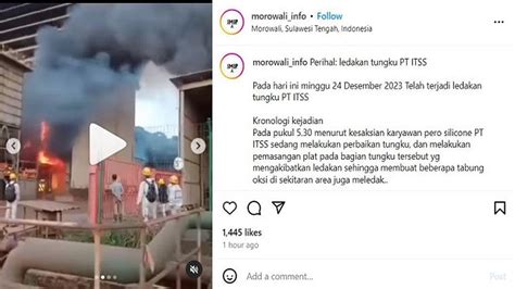 Tungku Smelter PT ITSS Morowali Meledak Tewaskan Pekerja Serikat Buruh