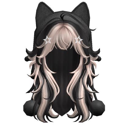 Two Tone Wolfcut W Cat Ushanka Black Blonde Roblox