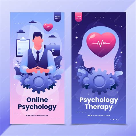 Premium Vector | Hand drawn psychology concept banner set