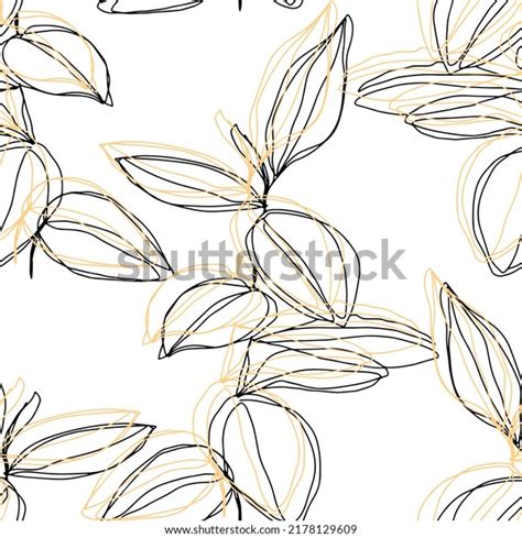 Minimalism Line Art Foliage Vector Seamless Stock Vector Royalty Free