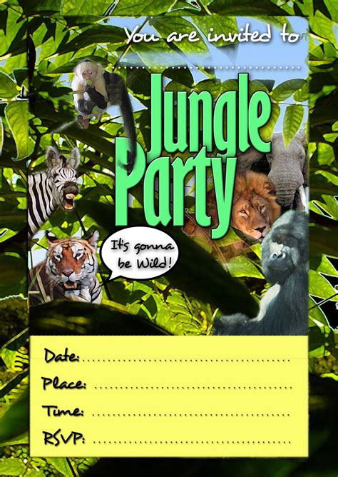 Free Kids Party Invitations Jungle Invitation