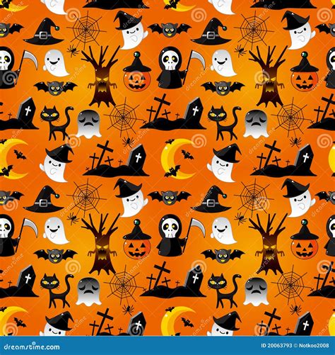 Cartoon Halloween Seamless Pattern Stock Vector Illustration Of