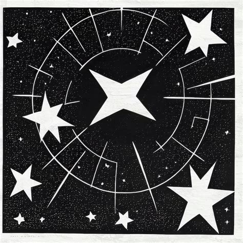 Premium Photo | Black and White Star Constellation Illustration Retro ...