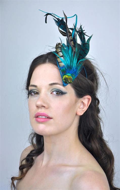 Ascot Hats Wedding Fascinators Feather Hat Teal Turquoise Green