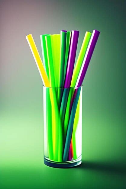 Premium Ai Image Green Empty Disposable Plastic Glass With Colorful